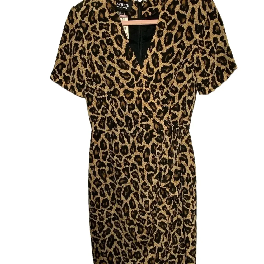 Vintage Silk Dress Size 4 NWT PATRICK COLLECTION Leopard Print Tailored - Picture 1 of 7